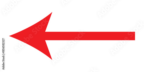 Red arrow icon. long arrow icon pointing to left side. Red long arrow icon . long arrow icon isolated on white background.