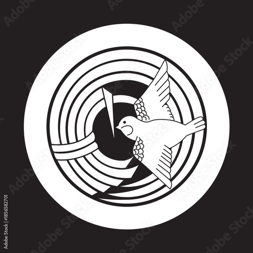 日本の伝統的な家紋「雀」のイラストです