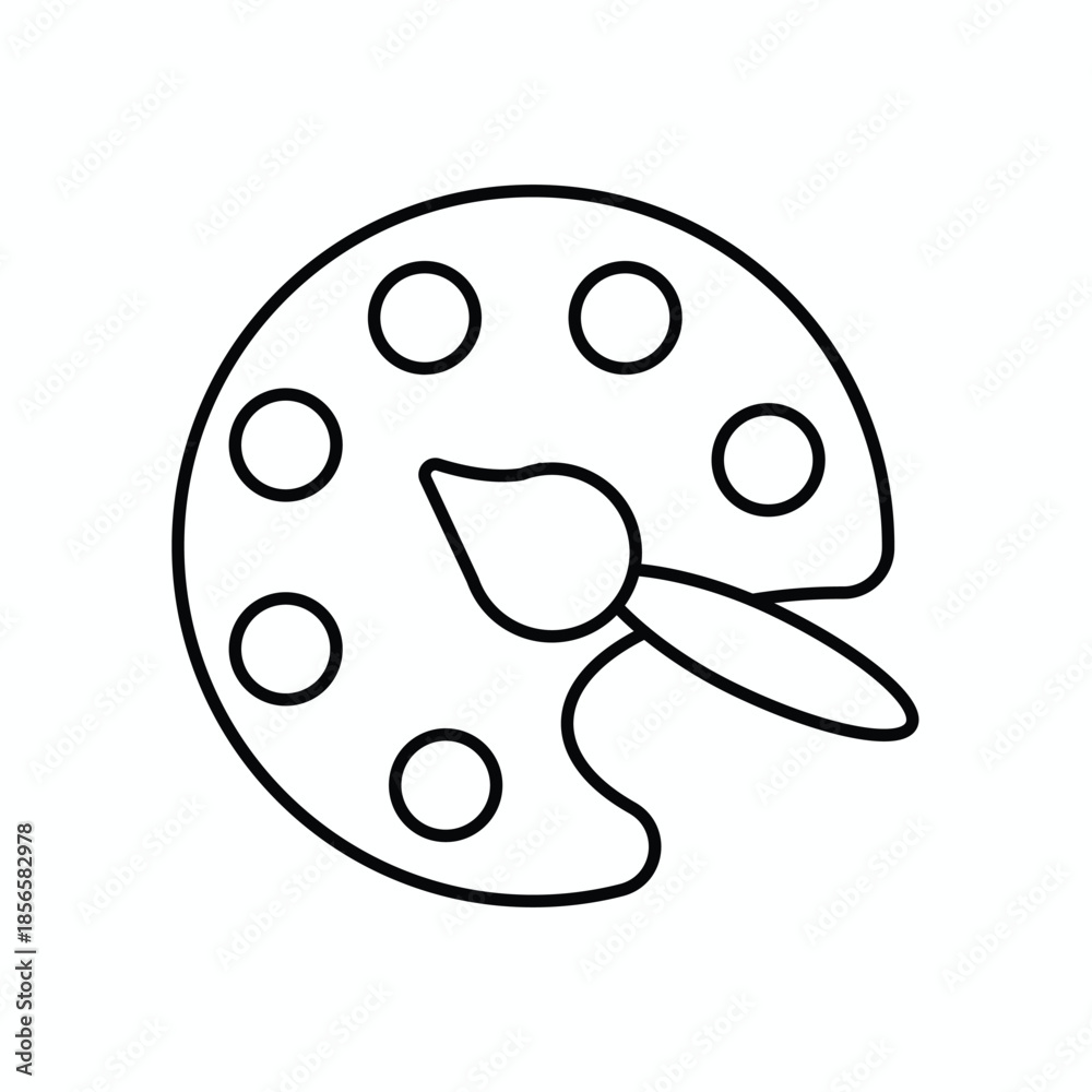 Fototapeta premium Color palette line icon for design, creativity and art concepts. Minimal outline vector design for graphic design, UI, branding, creative apps, websites and digital projects.