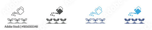 Irrigation Icon Set, Watering Can and Plant Care Symbols Collection, Farming Cultivation Concept, Vector Illustration