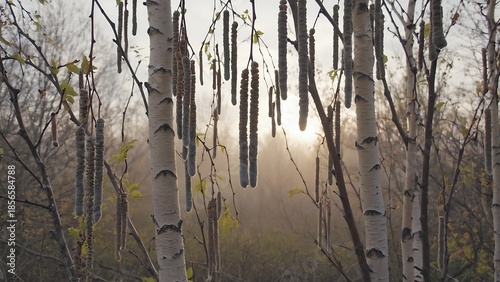 Birch Trees in Morning Mist