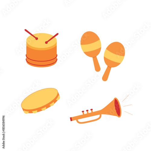 Cute Kawaii Brazilian Carnival Musical Instruments Collection
