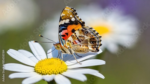 Butterfly on a white daisy