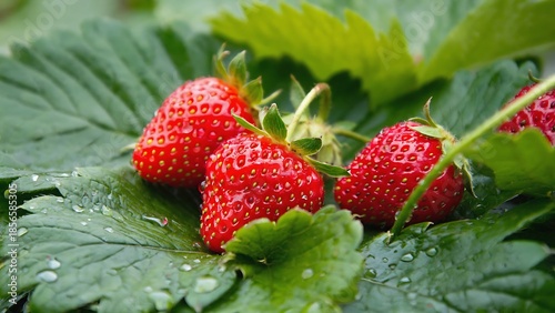 Fresh Strawberries on a Plant