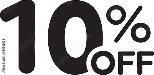Bold black 10 off discount text simple graphic for sales and promotions isolated on white background
