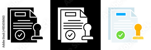 Stamp Document Icon Set Glyph vector Illustration 
