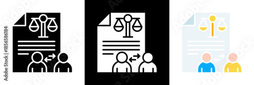 Power Attorney Icon Set Glyph vector Illustration 