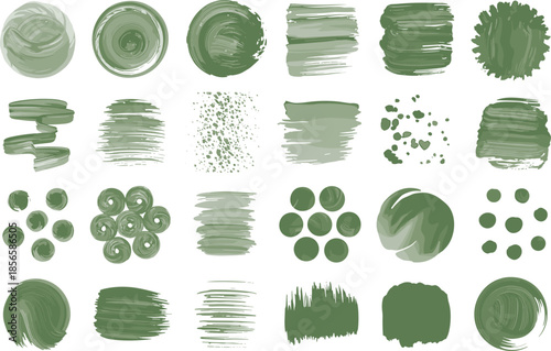 Green, paint, textures, collection, illustration, showing, brush, strokes, splashes, watercolor, acrylic, abstract, artistic, backgrounds, design, elements, creative, art, set, palette