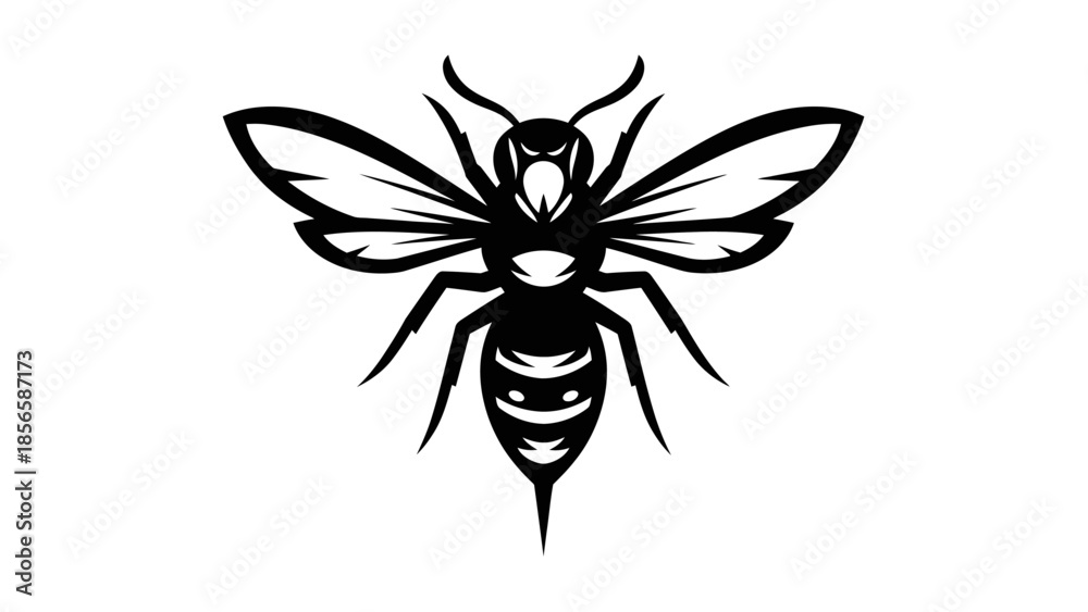 Obraz premium Black and White Bee Illustration.