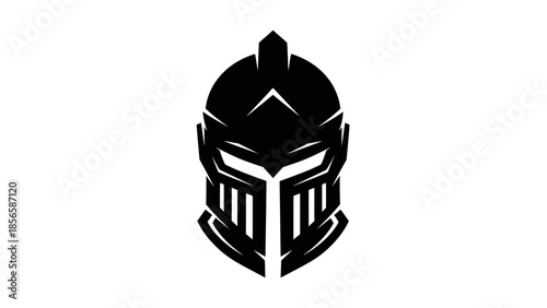 Black Medieval Knight Helmet Illustration.