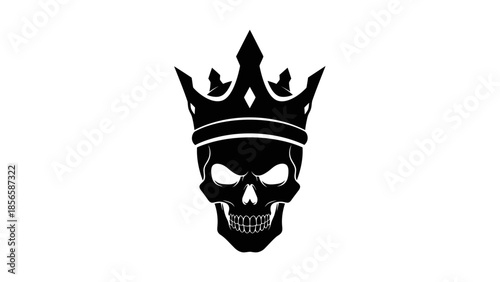 Black Skull with Crown Illustration Design.