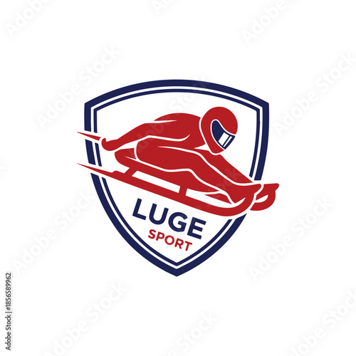 Luge Sport Shield Logo Vector