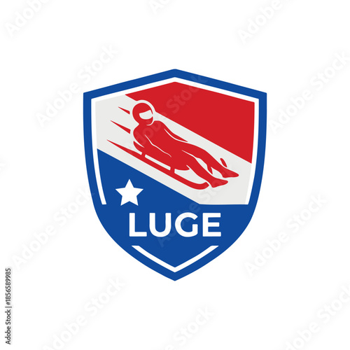 Luge Sport Shield Logo Vector