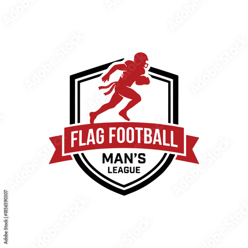 Men’s Flag Football League Badge Logo with Athlete Silhouette