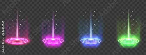 Colorful neon water fountains