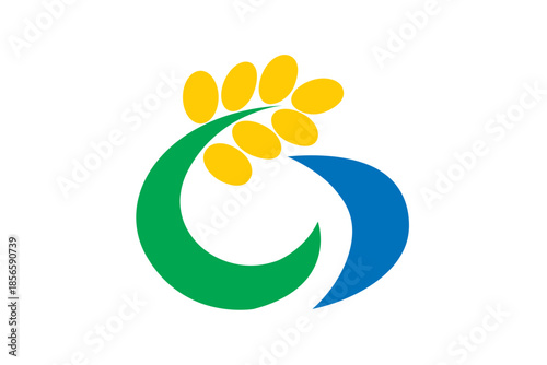 Isa City Flag, Japan, Kagoshima Prefecture, Flag background. Vector illustration