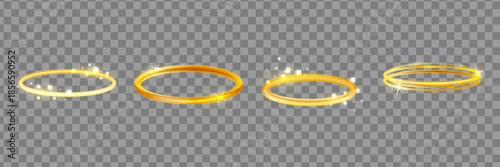 Golden rings floating in sequence