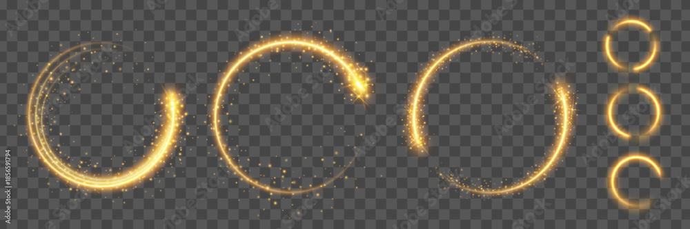Obraz premium Golden circular orbits with sparkle effects