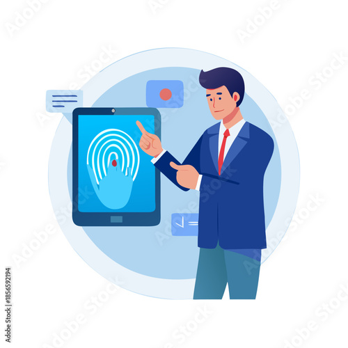 Secure digital folder with fingerprint icon data security and encrypted file access glowing futuristic interface protecting sensitive information
