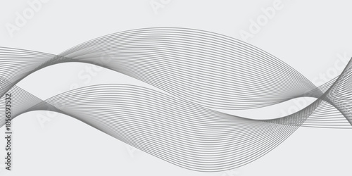 Abstract wave element for design. Digital frequency track equalizer. Stylized line art background. Vector illustration. Wave with lines created using blend tool. Curved wavy line, smooth stripe.