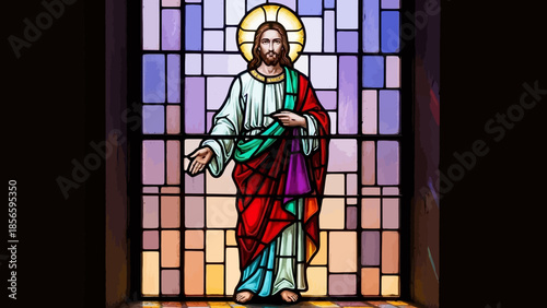 Jesus Christ depicted in stunning stained glass window