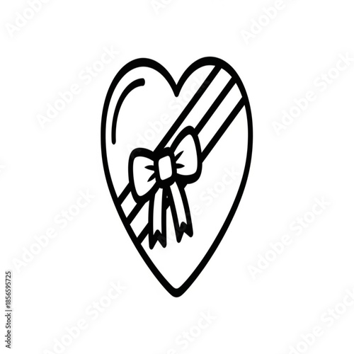 Minimalist Valentine Gift Box Illustration on Square White Background