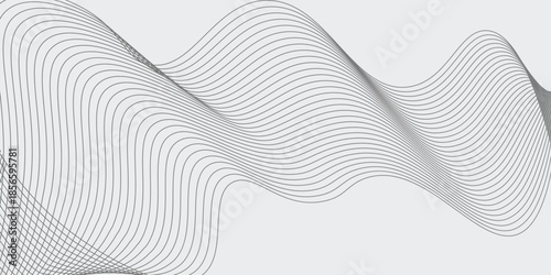 Abstract wave element for design. Digital frequency track equalizer. Stylized line art background. Vector illustration. Wave with lines created using blend tool. Curved wavy line, smooth stripe.