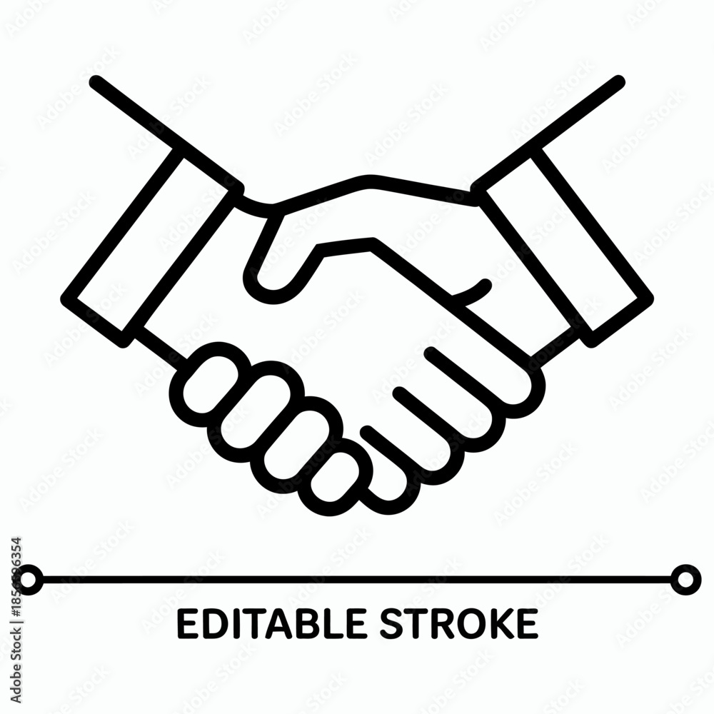 Fototapeta premium Handshake Symbol Icon on White Background Representing Partnership and Agreement, Flat Vector Illustration for Business Deal, Cooperation, Trust, Collaboration, Corporate Relationship, Professional Co