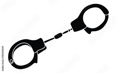 Closed Prison Handcuffs Sketch Vector Illustration, Justice System and Police Arrest Concept