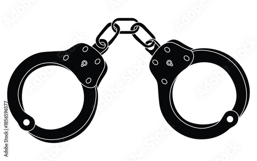 Handcuffs Arrest Criminal Logo Vector, Law Enforcement and Crime Control Symbol Isolated on White
