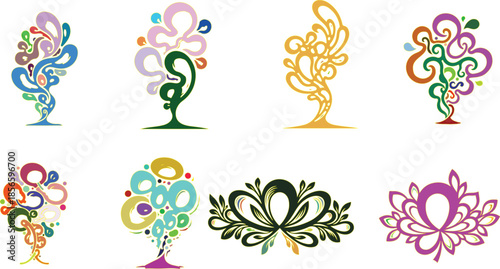 Colorful and Monochrome Abstract Tree and Heart