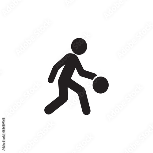  Silhouette basketball player dribbling ball icon vector illustrationv