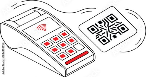 Adobe Illustrator  POS Payment Terminal Vector Illustration – Card Reader Machine, Contactless Checkout and Retail Transaction Line ArtArtwork