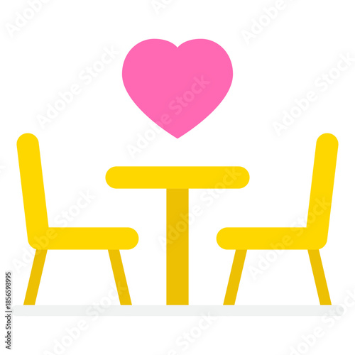 Icons of Heart and Table for Love Theme