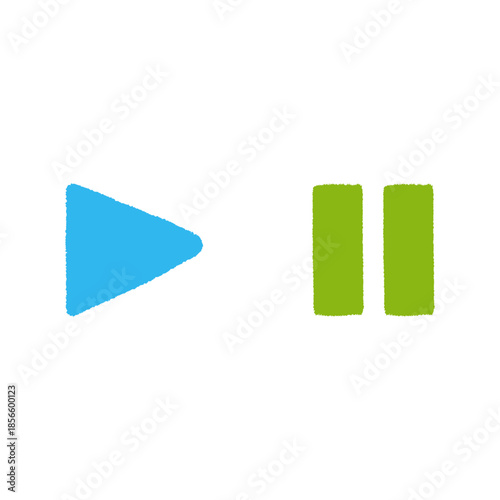 再生 停止 手描き パステル アイコン セット イラスト