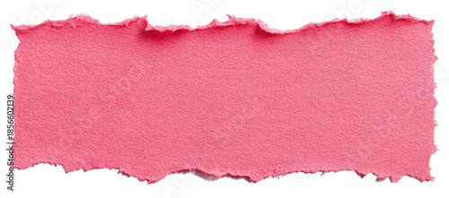 Ripped Pink Paper Texture with Rough Edges and Vibrant Color Isolated on Transparent Background