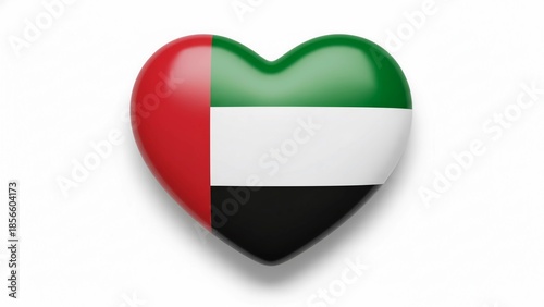 Free Download Heart Shaped Flag of United Arab Emirates with High Gloss Finish Isolated on White Background - GFXLoad
