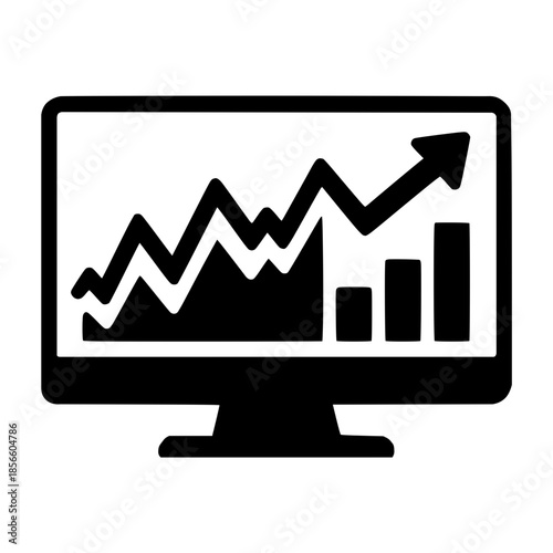 Market Volatility Chart on Monitor Vector Icon