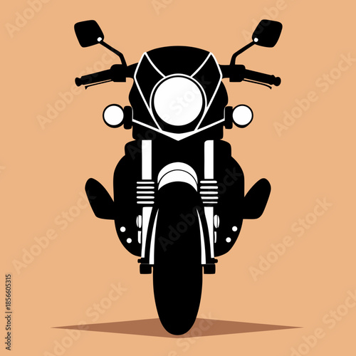 Classic Front View Motorcycle Flat Vector Design
