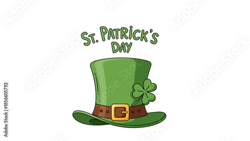 Φωτογραφία Saint Patrick's Day Green Hat with Shamrock and Festive Text Illustration