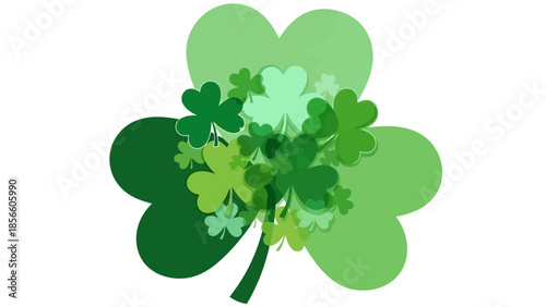 A vibrant bouquet of various shades of green shamrocks clustered together.