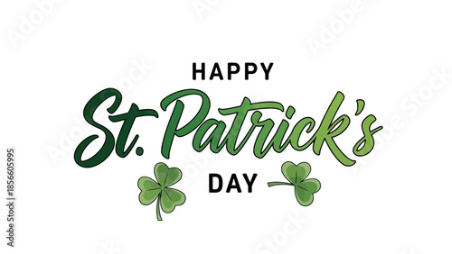 Happy St. Patrick's Day - Festive Greeting with Green Shamrocks and Celebration
