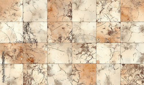 Tile or carpet pattern background with decorative, symmetrical elements. Ideal for wallpaper, textiles, or digital design projects.