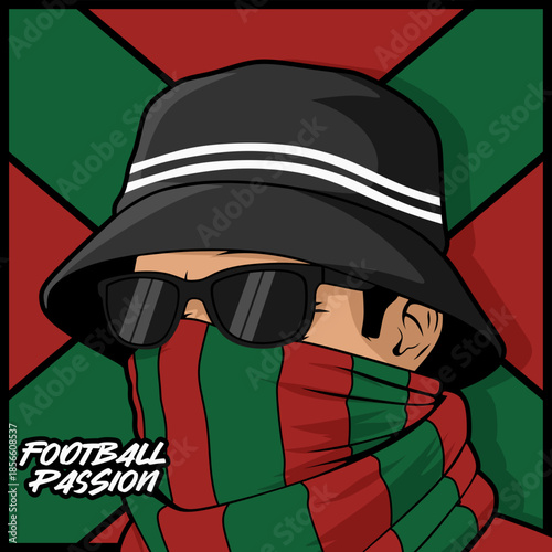 ultras football vector hooligan passion in a grey cap 