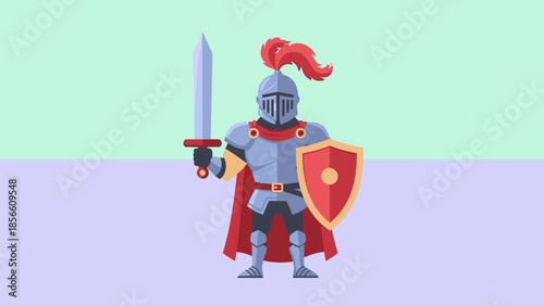 A Medieval Knight in Full Armor Holding a Sword and Shield, Ready for Battle