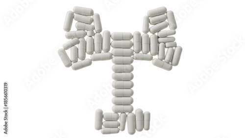 Pills arranged in the shape of a bird symbolizing medicine and health concepts, perfect for medical presentations
