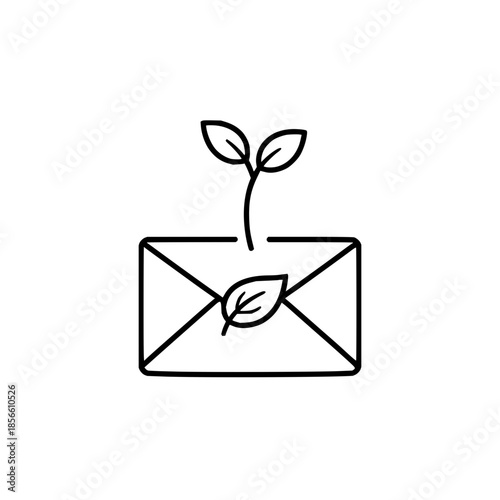 Envelope with Green Plant Growing Out of It Symbolizing Eco-Friendly Communication and Sustainability with growth and nature and leaf in environmental illustration for minimalistic