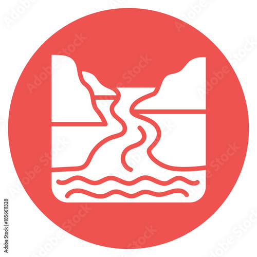 Estuary icon vector image. Can be used for Geography.