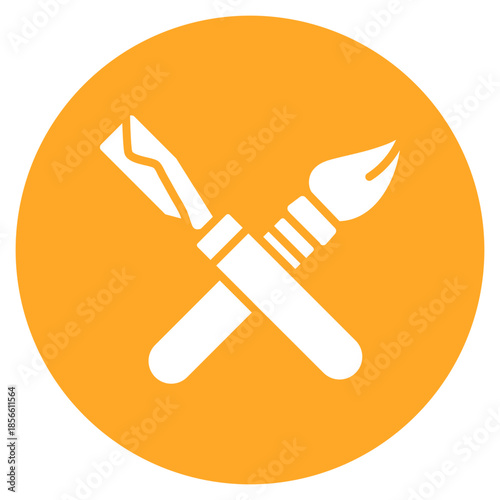 Chisel and Brush icon vector image. Can be used for Archeology.