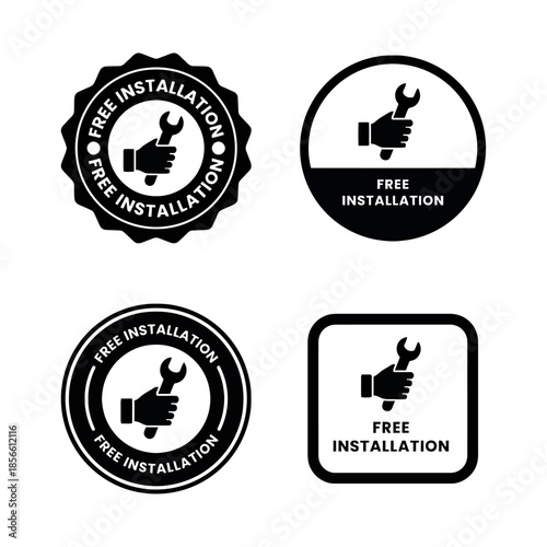 Set of Free Installation Badges with Thumbs Up Symbols